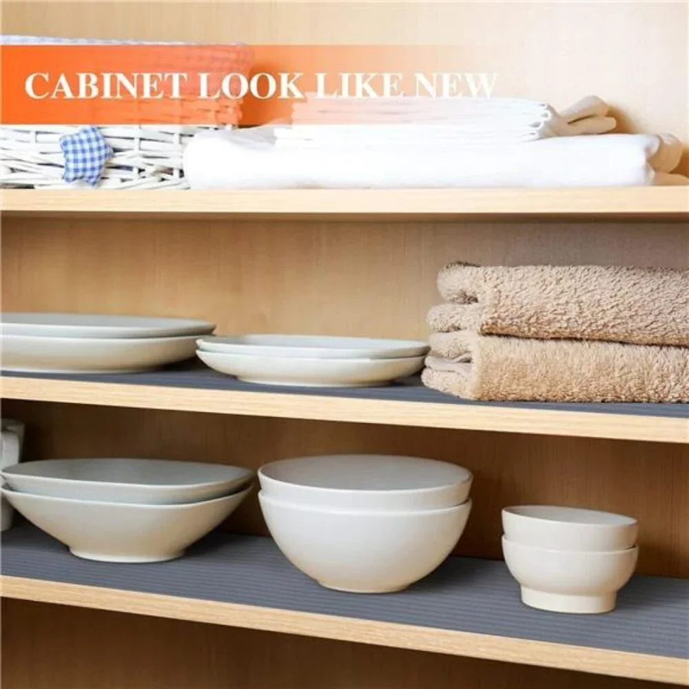 Gray Shelf Liner 12x20ft Non Slip Waterproof Washable Cabinet Drawer Liner Durab